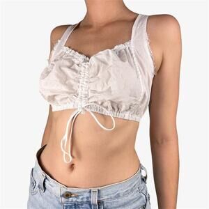 White milkmaid micro cropped top